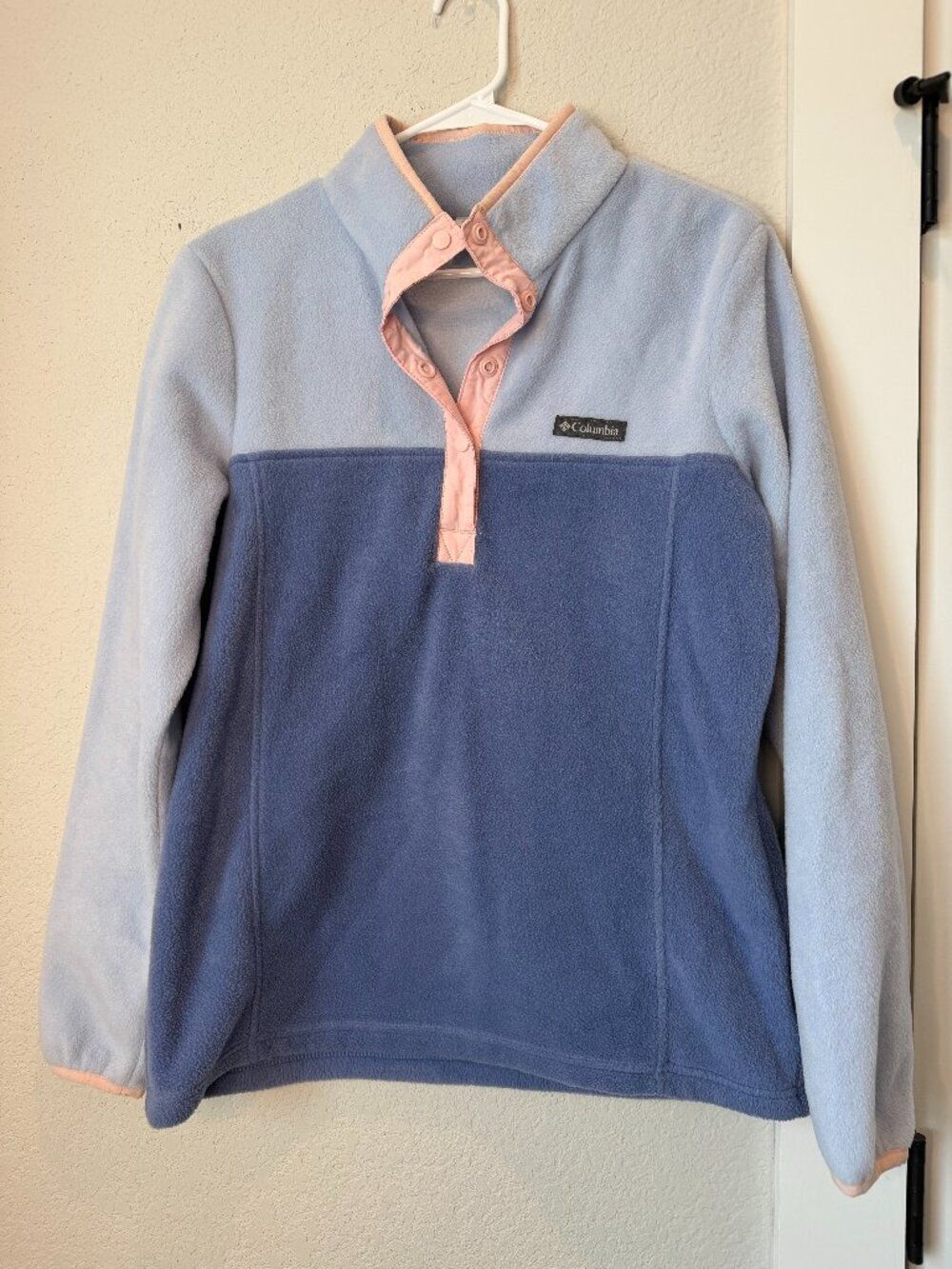 Columbia Blue Colorblock Fleece Pullover Size Medium